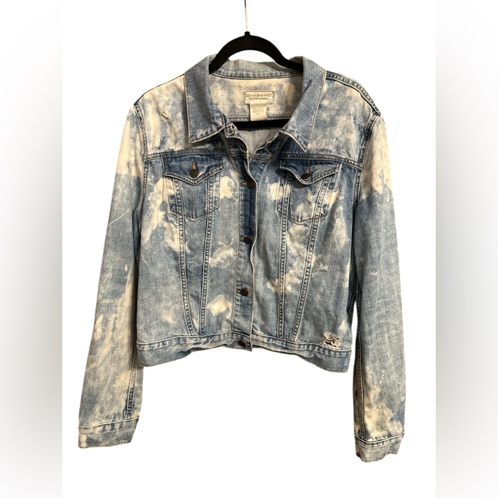Ralph Lauren Denim & Supply Jean Jacket Women’s XXL NWOT Distressed Bleach